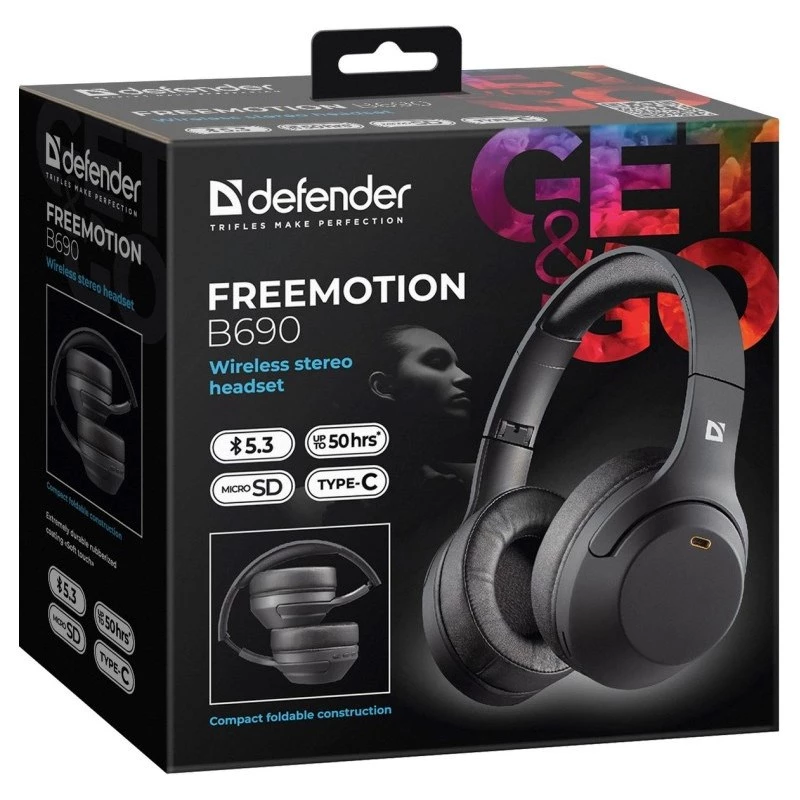 Kuulokkeet Defender Bluetooth Freemotion B690 musta