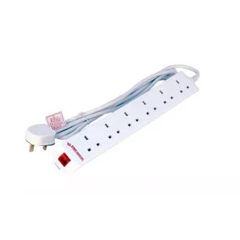 Pistorasia Microconnect MC-UKSURGESTRIP6-2M 6 AC-pistorasiaa 2m sisäkäyttöön valkoinen