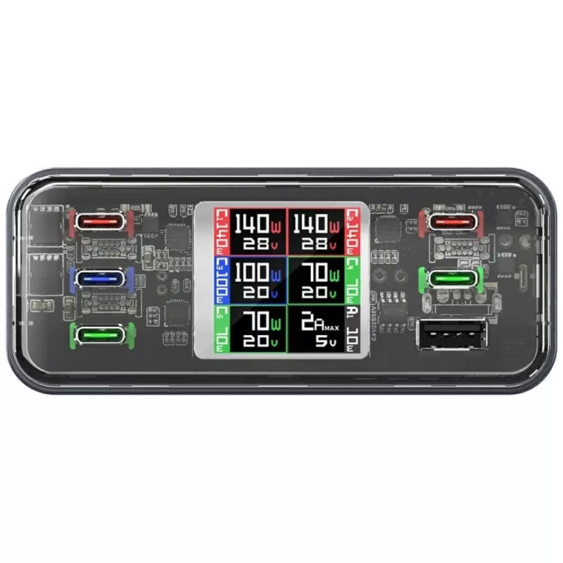 Latausasema 360W 5xUSB-C + 1xUSB-A GaN