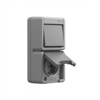 Schuko-pistorasia GIRA 417630, harmaa, Schuko-tyyppi, 250 V, 16 A, jopa 2 moduulia