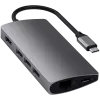 Satechi alumiinisovitin V2 USB-C (USB-C, 3x USB-A, 4K HDMI, kortinlukija micro/SD, Ethernet) (Starlight Grey)