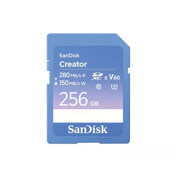 SanDisk Creator SD-muistikortti UHS-II 256 GB suurilla siirtonopeuksilla jopa 280 MB/s