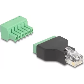 DeLOCK 66590 kaapeliadapteri RJ12 6-pin-liitinslista musta vihreä
