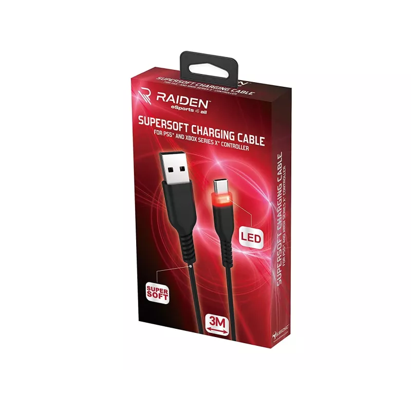 USB-C-latauskaapeli SUBSONIC SA5601 3 m – yhteensopiva PS5, Xbox, Nintendo Switch