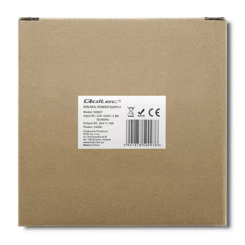 DIN-kiskovirtalähde QOLTEC 50997 240W 24V 10A