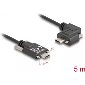 DeLOCK USB 2.0 -kaapeli USB Type-C -pistoke USB Type-C -pistokkeeseen kulma vasen/oikea PD 3.0 60W 5 m