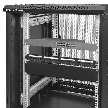 Qoltec 54512 19 inch rack-sokkelilevy, 2U, teräs