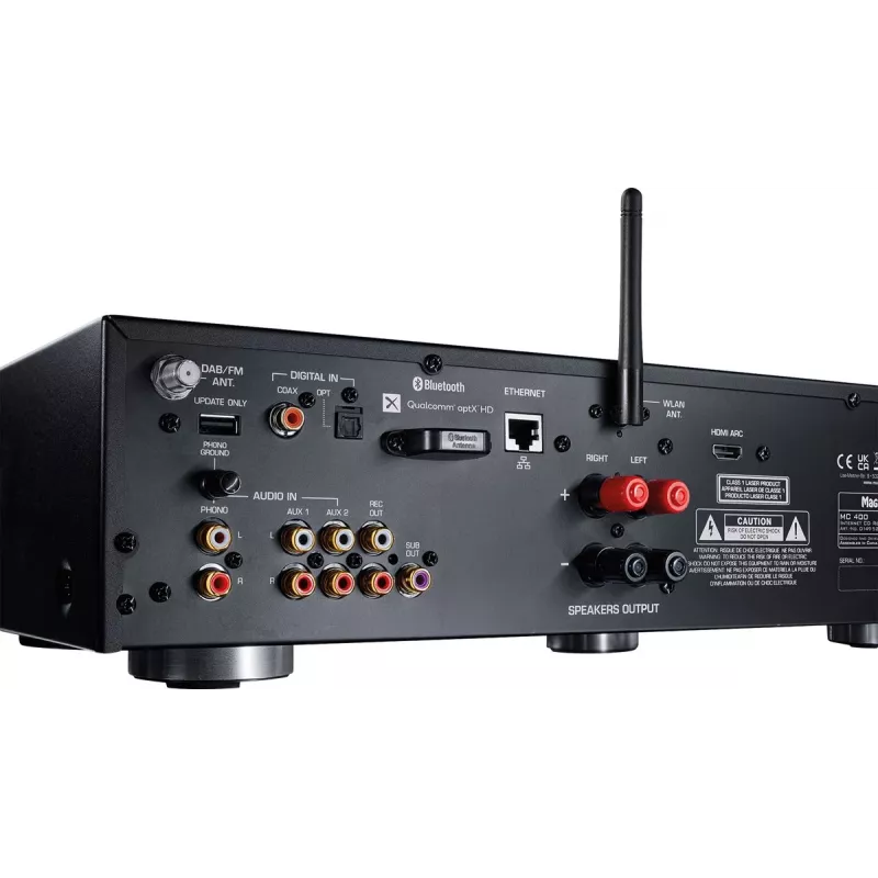 Stereo-vastaanotin Magnat MC 400 — 2.0 kanavaa, 40 W per kanava, CD-soitin, Wi-Fi, Bluetooth, DAB/FM, Ethernet (musta)
