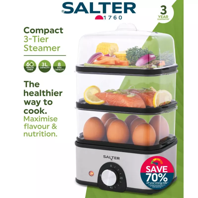 Salter EK5885VDE kompakti 3-portainen höyrykeitin