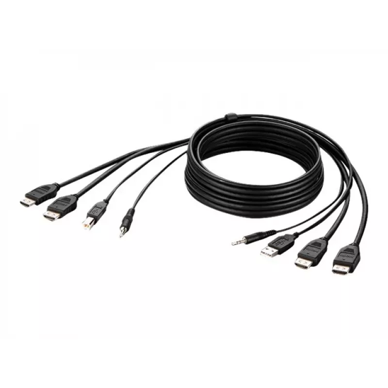 Belkin Secure KVM -yhdistelmäkaapeli - video- / USB- / audiokaapeli - TAA-yhteensopiva - USB, mini-liitäntä, HDMI (M)