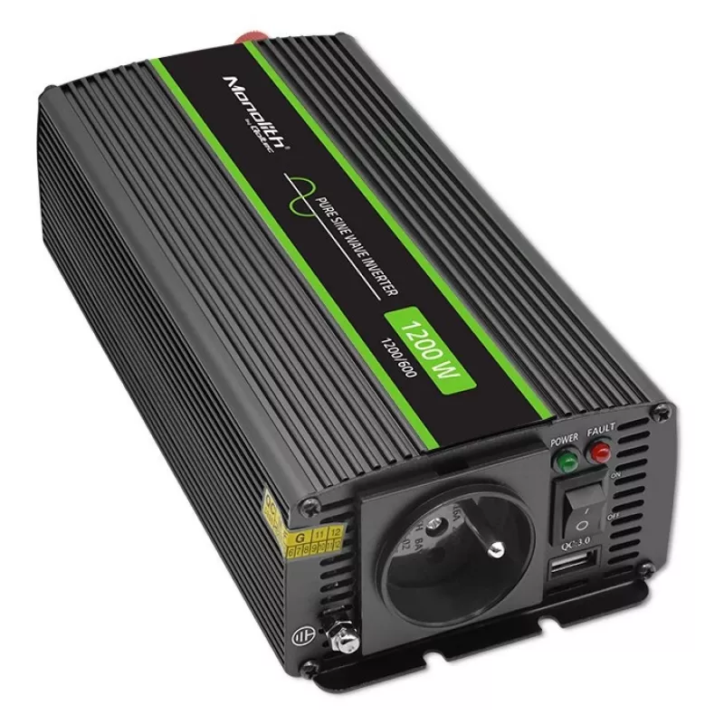 Auto-invertteri Qoltec Monolith 1200 W musta 12 V
