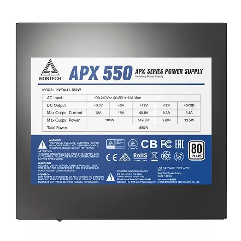 Montech APX550 virtalähde 550 W 20+4 pin ATX ATX musta
