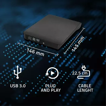 Optisen aseman kotelo CD/DVD SATA, USB 3.0, 9,5 mm
