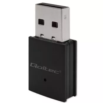 Kompakti langaton mini-USB-WLAN-sovitin QOLTEC 57007 – Single-Band 2,4 GHz, jopa 150 Mbit/s, sisäinen antenni