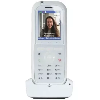 DECT-puhelin agfeo DECT 77 IP — langaton VoIP-luuri, jossa kaiutintoiminto, soittajan tunnistus, näyttö (valkoinen)