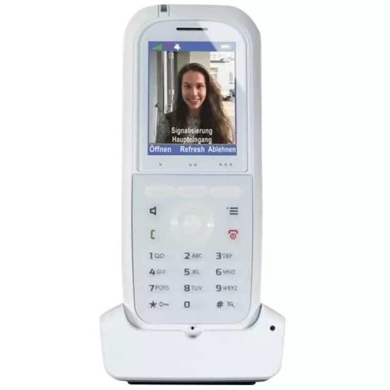 DECT-puhelin agfeo DECT 77 IP — langaton VoIP-luuri, jossa kaiutintoiminto, soittajan tunnistus, näyttö (valkoinen)