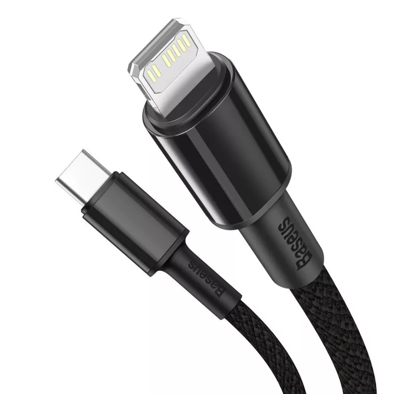 Baseus High Density punottu kaapeli Type-C - Lightning, PD, 20W, 1m (musta)