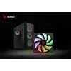 PC-kotelo SAVIO Noctis Flow RGB — Cube, ATX/Mini-ITX, 3x 120 mm etutuulettimet, karkaistu lasisivupaneeli, max. GPU 35 cm