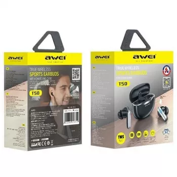 Awei kuulokkeet Bluetooth 5.3 T50 TWS latauskotelo /musta
