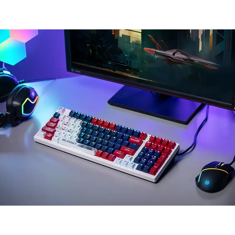A4Tech Bloody S98 mekaaninen pelinäppäimistö, USB, Sports Navy, BLMS Red Plus -kytkimet