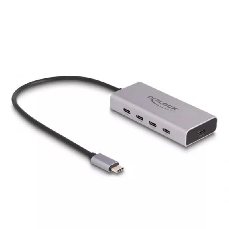 DELOCK USB-keskitin 10 Gbps Type-C 4 porttia PD 85W 30 cm kaapeli