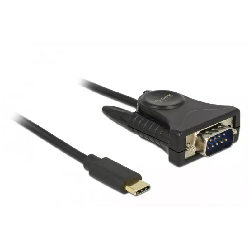 Delock 62964 USB-C - sarja DB9 RS-232 -sovitin, 1,8 m, musta