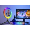 Renkaanmuotoinen valaisin RGB 26 cm jalustalla