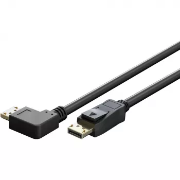 Kaapeli DisplayPort uros 90° > DisplayPort uros, 8K / 144Hz (musta, 2 metriä, 1 uros 90° sivukulma, 54 Gbit/s, DisplayPort 2.0 / 2.1)