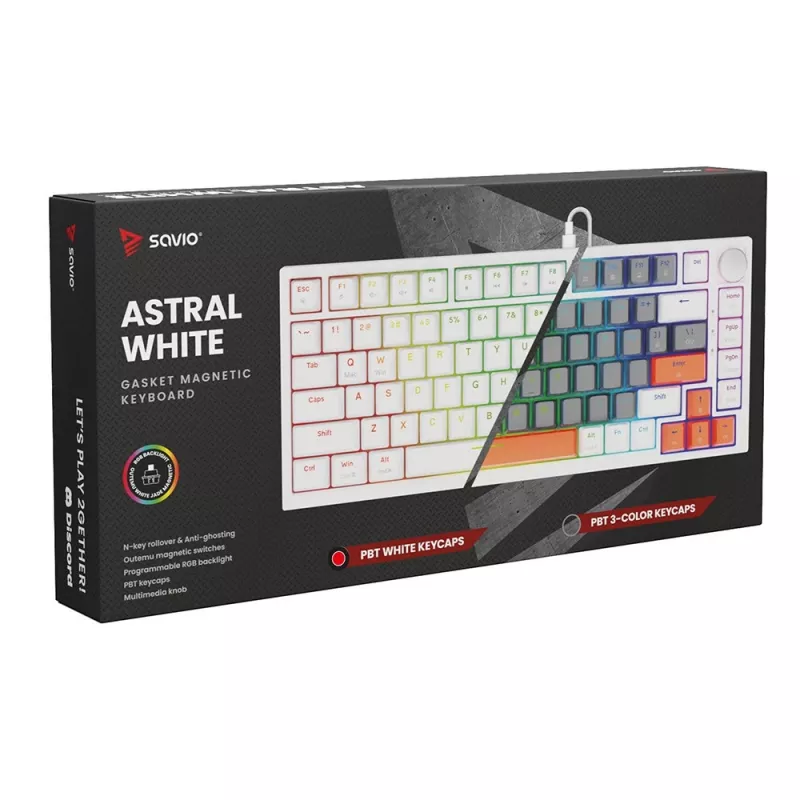 Savio ASTRAL WHITE JADE näppäimistö pelikäyttöön USB QWERTY US International