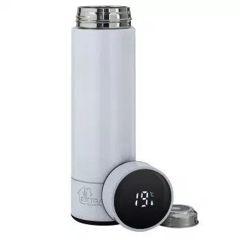 Extralink Smart Travel Mug valkoinen, termomuki lämpötilanäytöllä