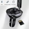 USAMS US-CC115 C21 auto-FM-lähetin kaksois-USB-laturilla, Bluetooth 5.0, 3,4 A, musta