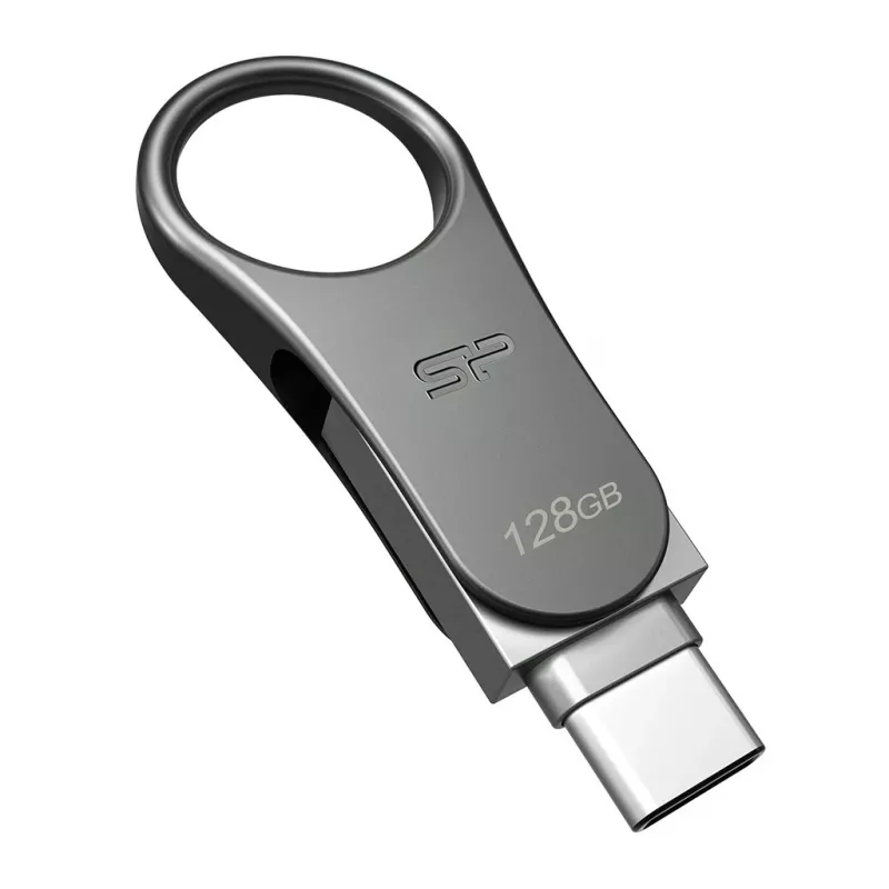 Silicon Power Mobile C80 128 GB USB-muistitikku, USB Type-A / USB Type-C, USB 3.0 (3.1 Gen 1), titaani