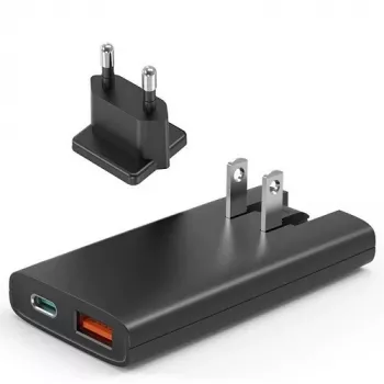 Choetech PD6011 PD65W GaN Slim USB-A+C mini-laturi (musta)