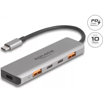 DeLOCK 64302 kannettavan telakointiasema johdollinen USB 3.2 Gen 2 Type-C harmaa 95W