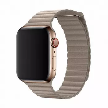 Nahkainen loop-ranneke Apple Watch 44 mm -kelloon — Devia Elegant Stone, magneettinen nahkasalpa