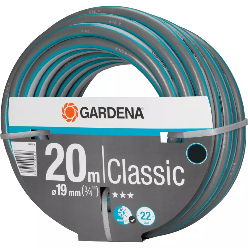 Puutarhaletku Gardena 18022-20 20 m maanpäällinen PVC harmaa oranssi