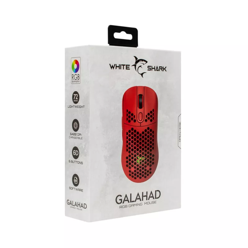 Hiiri White Shark GALAHAD-RED USB Type-A
