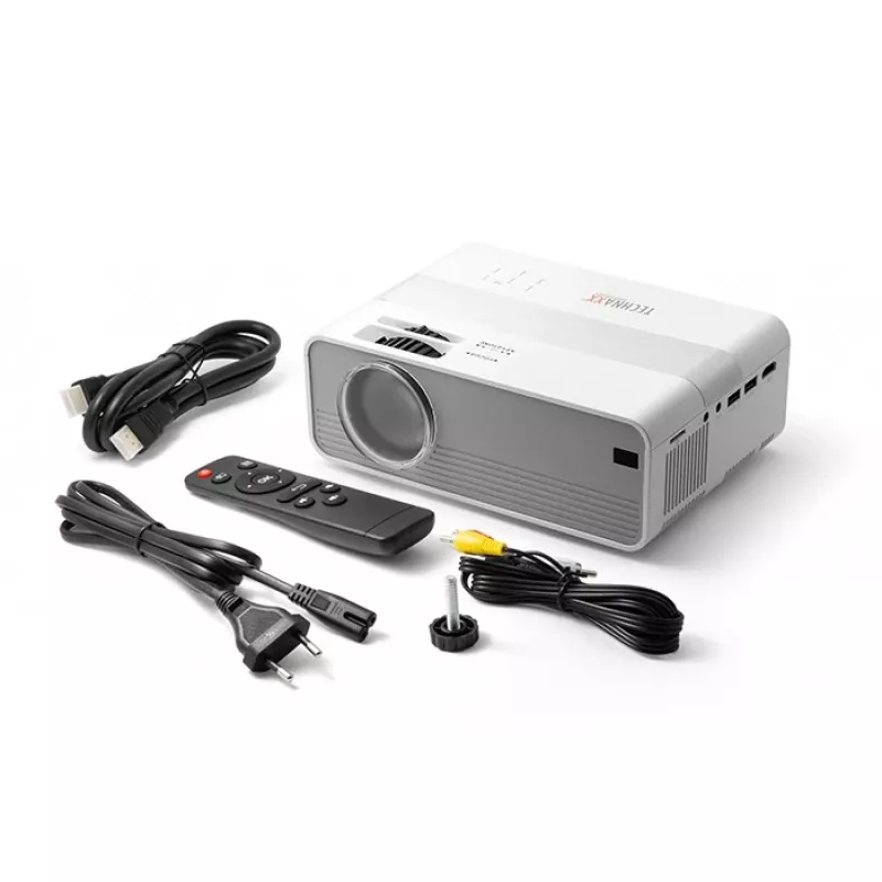 Technaxx TX-127 mini LED-projektori, LCD, HD 720p (1280x720), valkoinen/harmaa