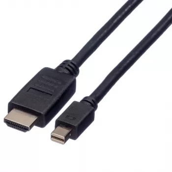 ROLINE - video-/audiokaapeli - DisplayPort / HDMI - 32 AWG - Mini DisplayPort (uros) - HDMI, 19-napainen (uros) - 3 m - suojattu - musta (11.04.5792)