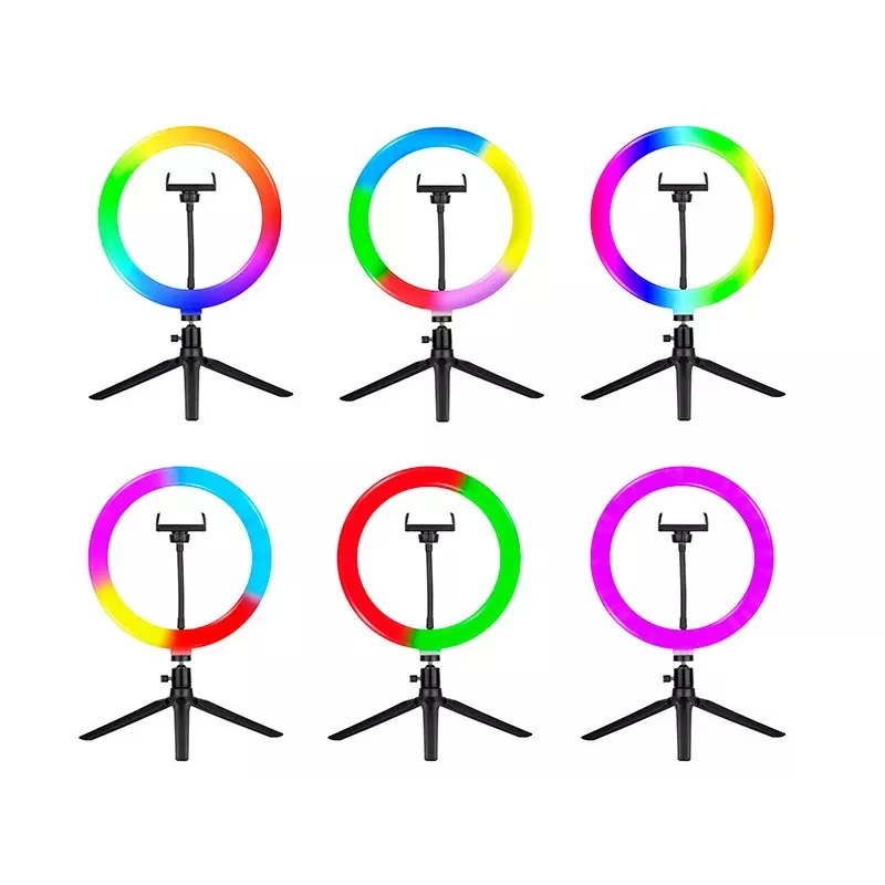 Renkaanmuotoinen valaisin RGB 26 cm jalustalla