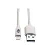 Eaton Tripp Lite Series USB-A - Lightning synkronointi-/latauskaapeli (M/M) - MFi-sertifioitu, valkoinen, 3 ft. (0,9 m) - data-/virtakaapeli - USB uros - Lightning