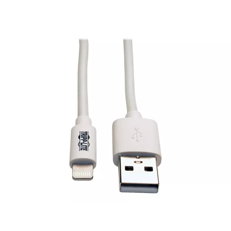 Eaton Tripp Lite Series USB-A - Lightning synkronointi-/latauskaapeli (M/M) - MFi-sertifioitu, valkoinen, 3 ft. (0,9 m) - data-/virtakaapeli - USB uros - Lightning