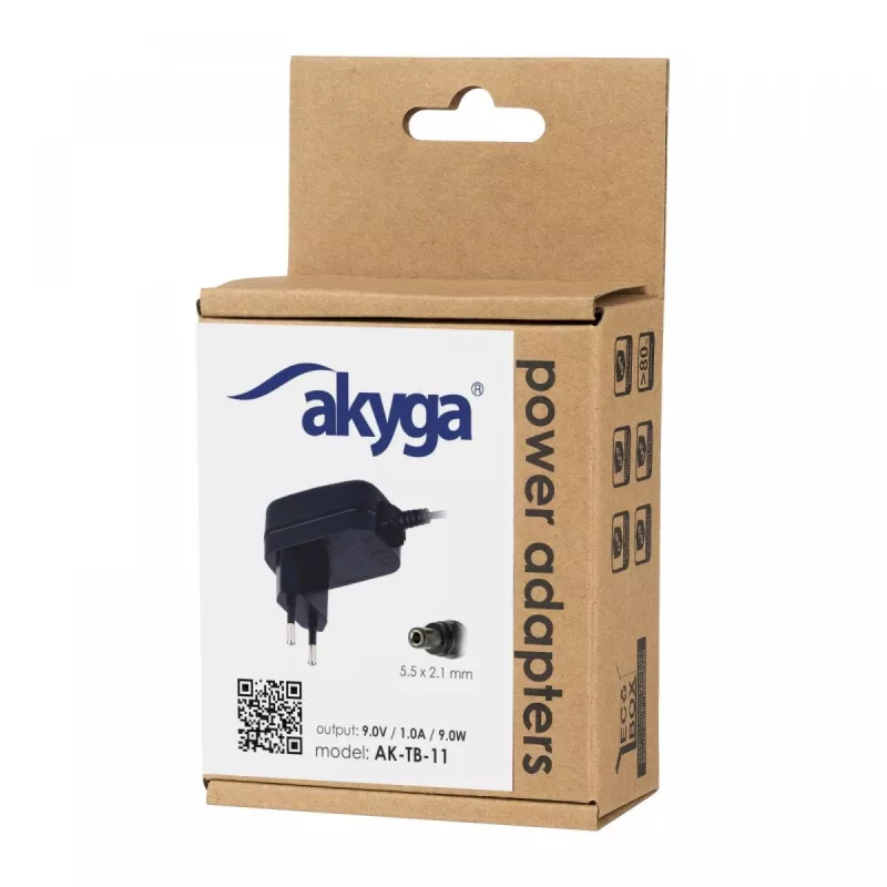 Akyga AK-TB-11 yleisvirtalähde 9 V / 1 A, 9 W, 5,5 x 2,1 mm pistoke, 1,5 m