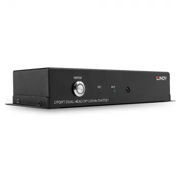 Lindy 2-porttinen Dual Head DisplayPort 1.2 KVM-kytkin, 3840 x 2160 pikseliä, 4K Ultra HD, musta
