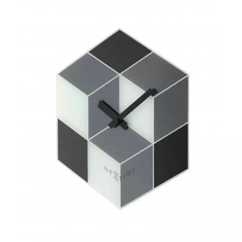 NeXtime kello 8171 Cubic, 43,5x37 cm, seinäkello, musta/valkoinen/harmaa