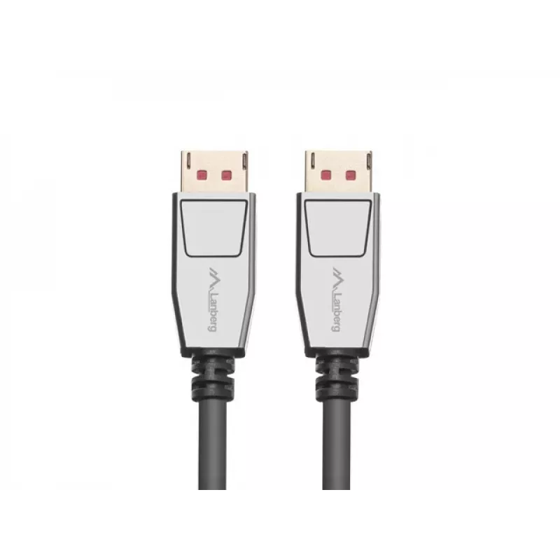 LANBERG CA-DPDP-20CU-0010-BK -DisplayPort-kaapeli — DisplayPort - DisplayPort, 1 m, musta/hopea