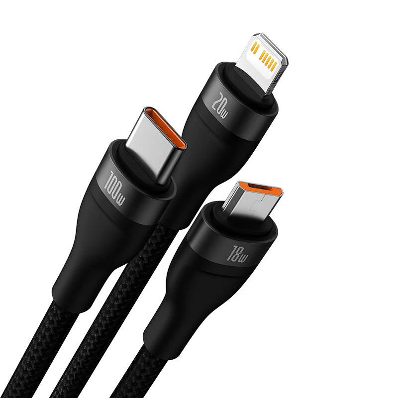 USB-kaapeli Baseus CASS030101 1,2 m USB-A/USB-C USB-C/Micro-USB-B/Lightning musta