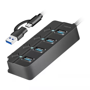 USB 3.2 Gen1 -keskitin, 4x USB-A on/off-kytkin