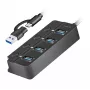 USB 3.2 Gen1 -keskitin, 4x USB-A on/off-kytkin