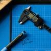 iFixit digitaalinen työntömitta sinisellä LCD-näytöllä